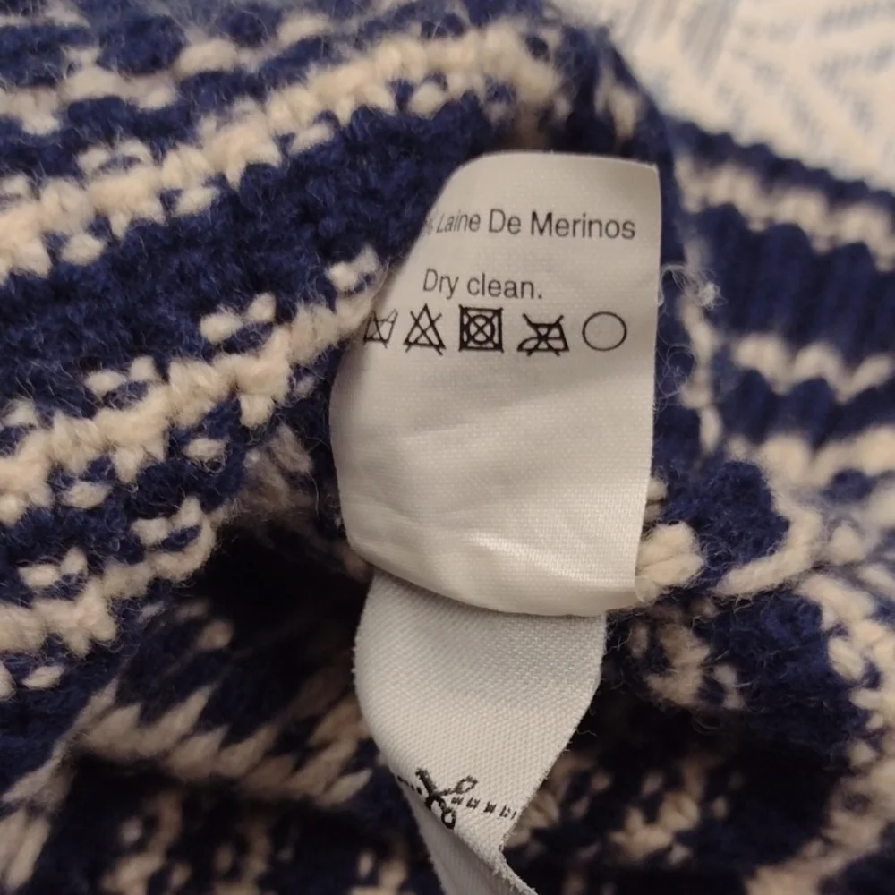 Madewell 100%Merino Wool Navy and Cream Striped Cardigan, Farm, Vacation, Y2K - Picture 9 of 12